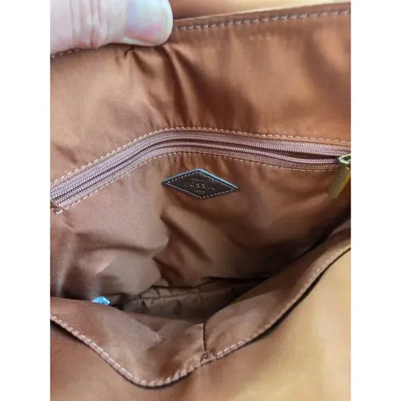 FOSSIL Claire Brown Brandy Convertible Leather Medium Backpack - Picture 9 of 9